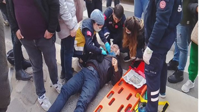 Yaya geçidinde motosiklet kazası