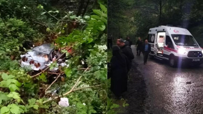 Rize'de otomobil uçuruma yuvarlandı: 5 yaralı