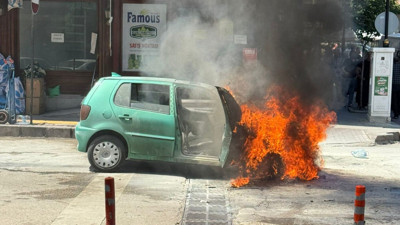 Ankara’da bir araç alev alev yandı