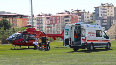 Ambulans helikopter kalp krizi geçiren hasta için havalandı