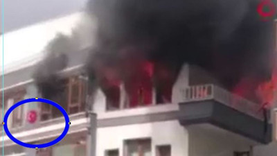 Türk bayraklı dairede esrarengiz yangın