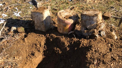 Toprağa gömülü bulundu. Tam 60 kilo hemen imha edildi