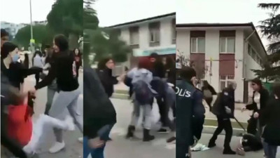 Bursa'da liseli 20 kızın yumruk ve tekmeli yan baktın kavgası