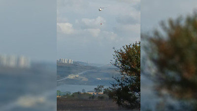 Arnavutköy'deki buğday tarlasında yangınına Helikopterli destek
