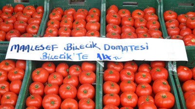 Bilecik'te bir manavın etiketi: Maalesef Bilecik domatesi Bilecik'te 14 TL