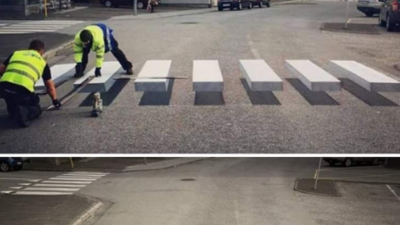 Yaya geçidinde durmayan araçları durduruyor. Sürücüler hemen frene basıyor