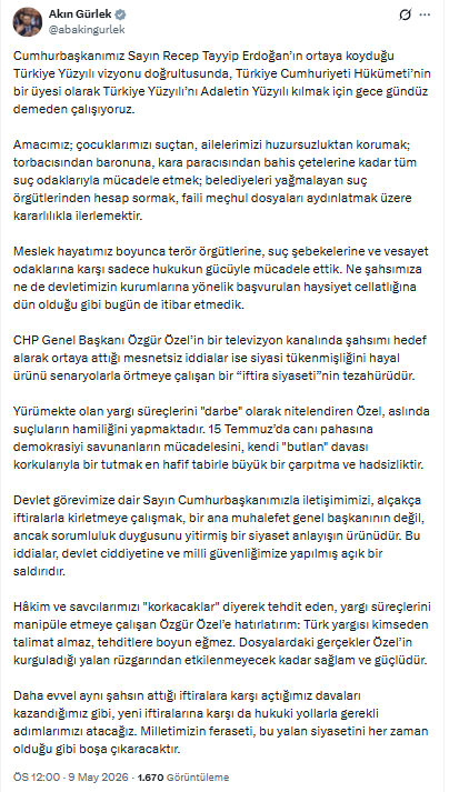 Akın Gürlek'ten Özgür Özel'in iddialarına yanıt - Resim : 1