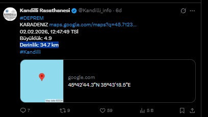 Karadeniz'de 4.9 büyüklüğünde deprem - Resim : 1