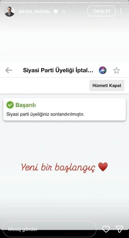 Manisa Büyükşehir Belediye Başkanı Besim Dutlulu CHP’den istifa etti - Resim : 1