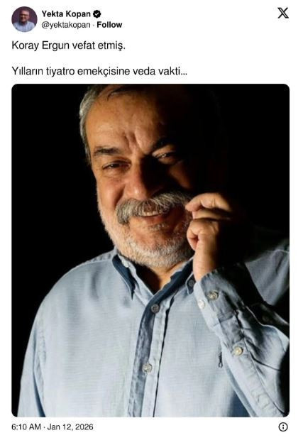 Usta oyuncu Koray Ergun hayatını kaybetti: Sanat camiası yasa boğuldu - Resim : 1