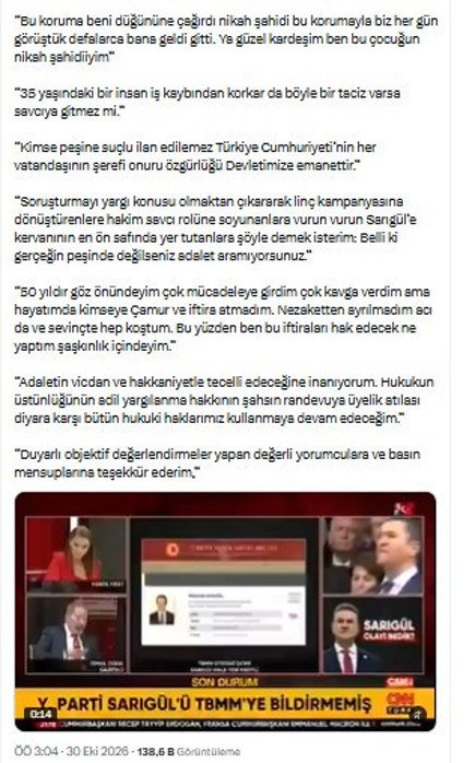 İsmail Dükel canlı yayında Sarıgül'ün notunu okudu: Savcı beyin çağırmasını bekliyorum - Resim : 4