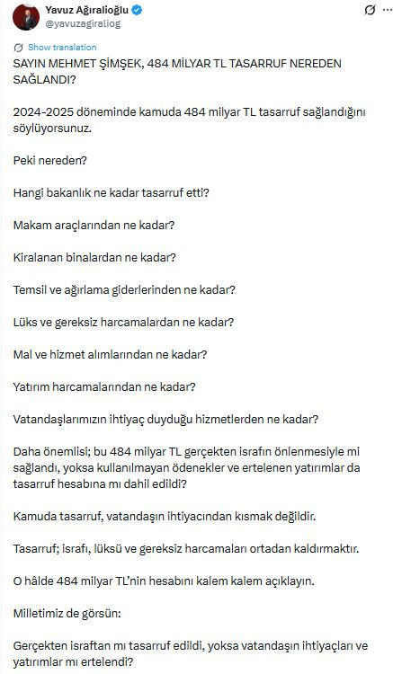 Mehmet Şimşek yine hedefte: 484 milyar lira tasarruf nereden sağlandı? - Resim : 2
