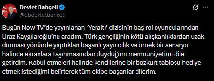 Bahçeli'den ünlü oyuncu Uraz Kaygılaroğlu'na özel telefon: Bozkurt hediyesi - Resim : 1
