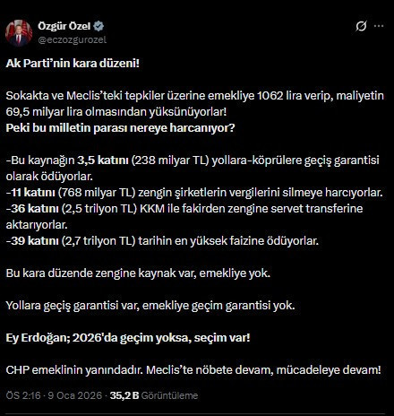 Özgür Özel'den emekli maaşlarına yapılan zamma ilk tepki - Resim : 1