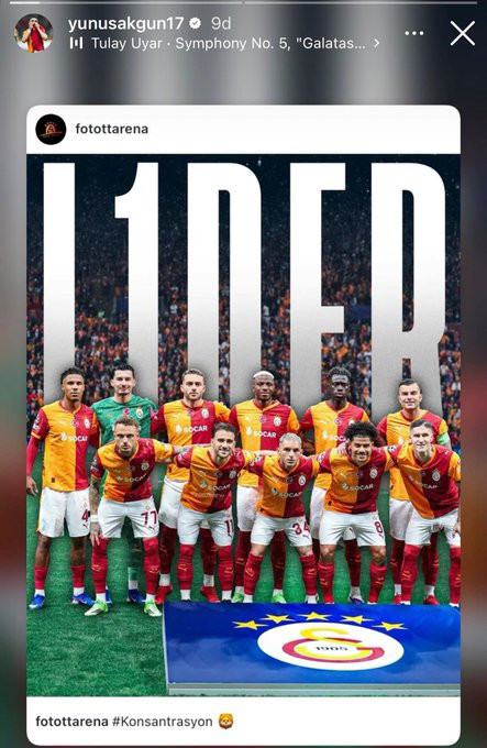 Fenerbahçe'nin puan kaybı sonrası Yunus Akgün 'lider' göndermesi yaptı - Resim : 2