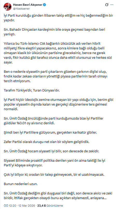 Zafer Partili Hasan Basri Akşener'den İYİ Parti'yle ittifakı &ouml;nleyecek a&ccedil;ıklama - Resim : 2