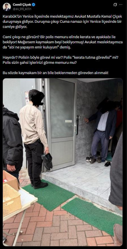 Polisin görevi bu mu? Namaz çıkışında elinde ayakkabı ve keratayla kaymakamı bekledi - Resim : 2