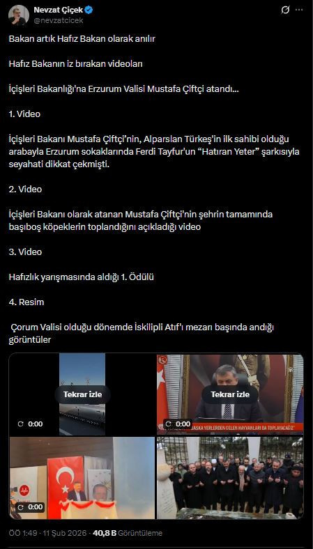 Nevzat &Ccedil;i&ccedil;ek arşivi a&ccedil;tı: İ&ccedil;işleri Bakanı Mustafa &Ccedil;ift&ccedil;i artık Hafız Bakan olarak anılır - Resim : 2