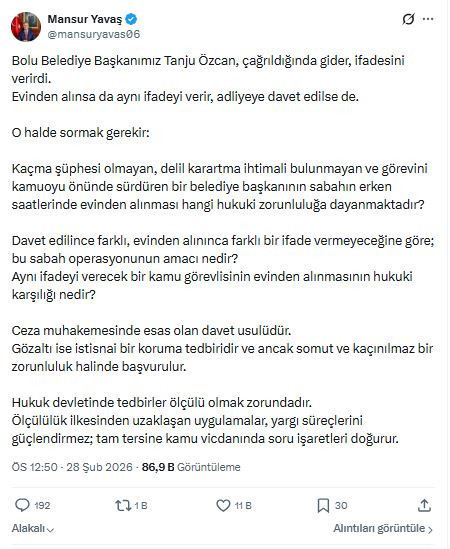 Mansur Yavaş’tan Tanju Özcan tepkisi: Bu sabah operasyonunun amacı nedir? - Resim : 2