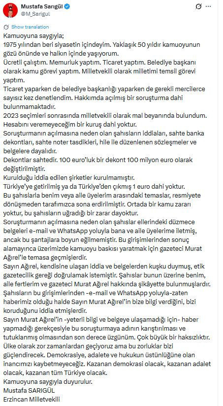 Mustafa Sarıgül’den hakkındaki iddialara yanıt: Soruşturmaya neden olan belgeler sahtedir - Resim : 2