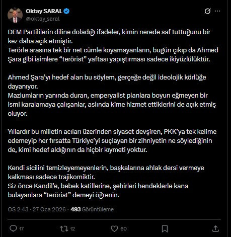 Saray'dan DEM'e: Siz önce bebek katillerine “terörist” demeyi öğrenin - Resim : 1