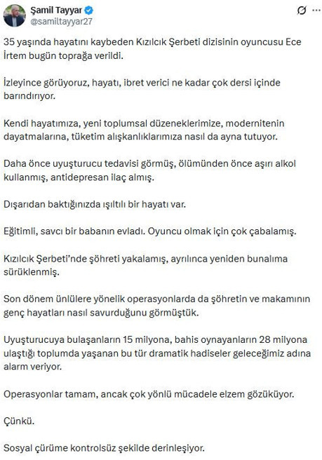 Eski AK Partili vekilden skandal Ece İrtem paylaşımı: Şamil Tayyar'a yurttaşlardan tokat gibi yanıt - Resim : 1