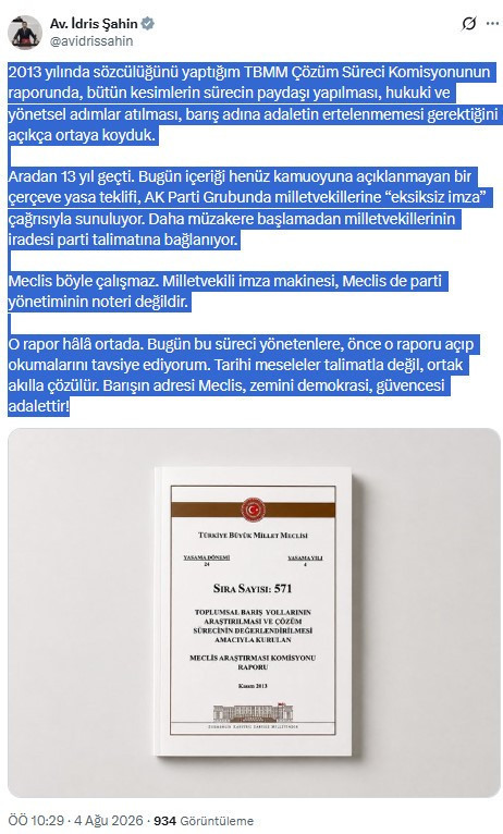 İdris Şahin'den çerçeve yasa tepkisi: Meclis noter değildir - Resim : 2