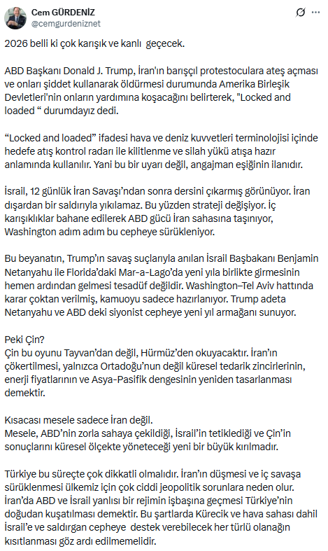 Cem G&uuml;rdeniz uyardı: Trump ateşe hazır mı? - Resim : 3