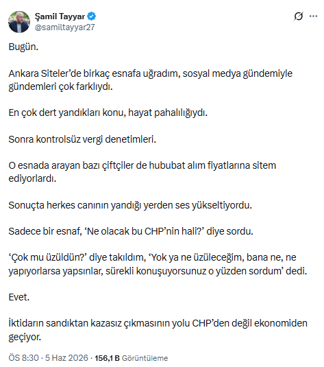 Şamil Tayyar'dan partisine uyarı: Sandıktan çıkmanın yolu CHP'den değil ekonomiden geçiyor - Resim : 1
