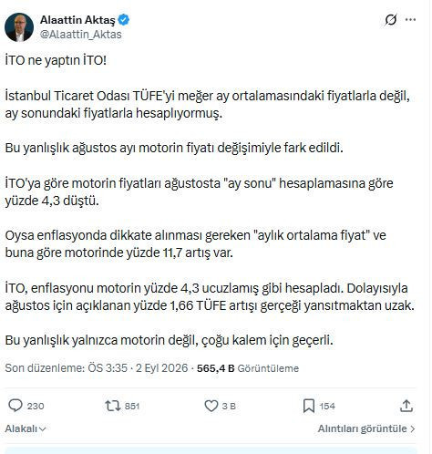 Alaattin Aktaş İTO enflasyonundaki kritik hatayı açıkladı - Resim : 2