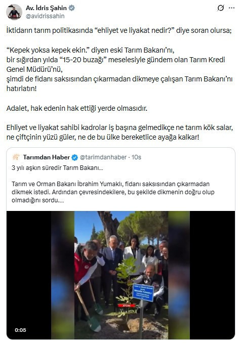 İdris Şahin’den iktidara tarım eleştirisi: 'Hatırlatın' diyerek video paylaştı - Resim : 1
