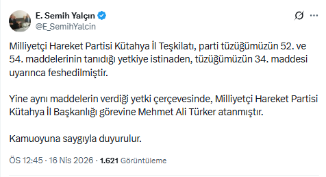MHP'de bir deprem daha... Kütahya teşkilatı görevden el çektirildi - Resim : 1