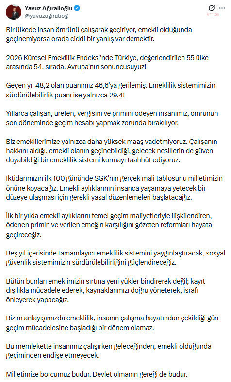 Yavuz Ağıralioğlu'ndan emeklilik sistemi vaadi: İlk 100 günde SGK'nın mali tablosunu açıklayacağız - Resim : 1