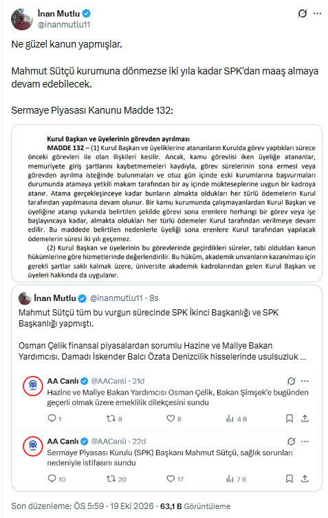 Fon soruşturmasının faturası hazineye kesildi Görevden alınan SPK Başkanı 2 yıl daha maaş alabilecek - Resim : 2