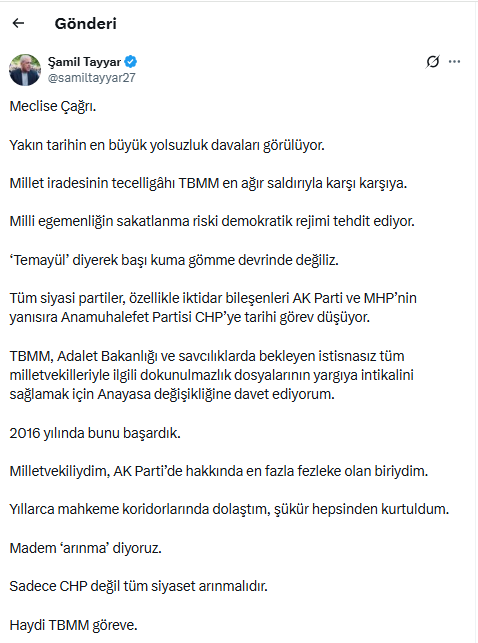 Şamil Tayyar: Sadece CHP değil, tüm partiler arınmalı - Resim : 1