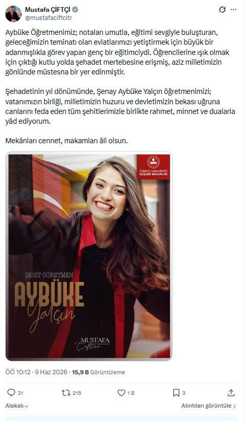 Şehit Aybüke öğretmen unutulmadı: Siyasilerden ortak ses - Resim : 1