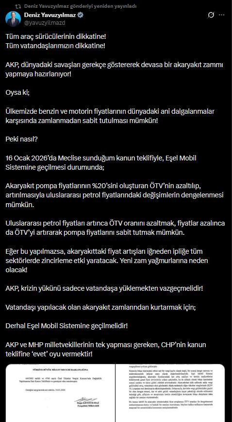 'Derhal Eşel Mobil Sistemine geçilmelidir' CHP'li Yavuzyılmaz açıkladı - Resim : 1