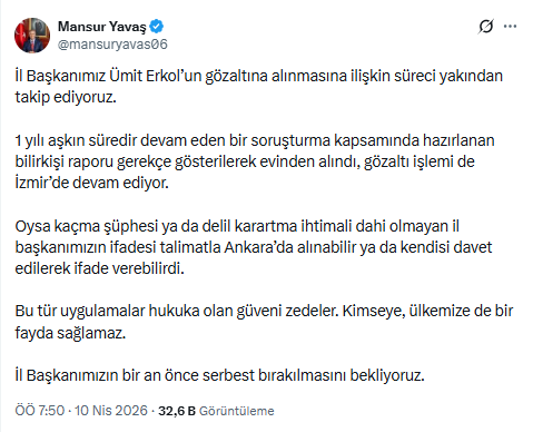 Mansur Yavaş'tan Ümit Erkol çağrısı: Derhal serbest bırakın - Resim : 1