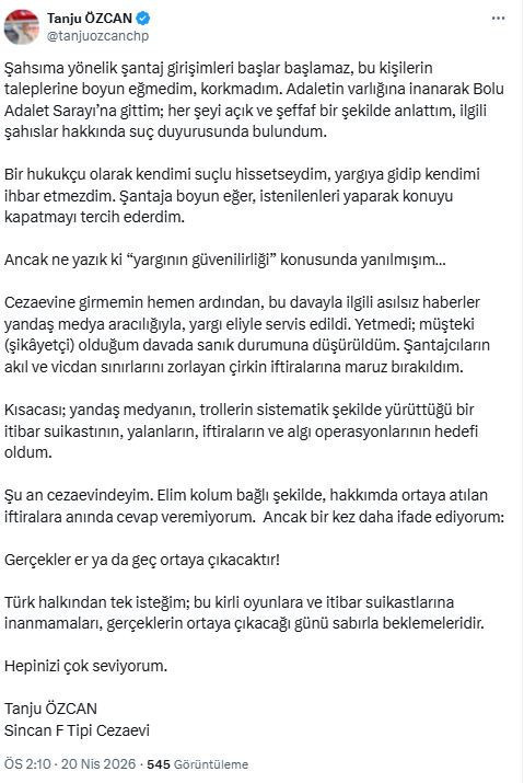 Tanju Özcan: Yargının güvenilirliği konusunda yanılmışım - Resim : 1