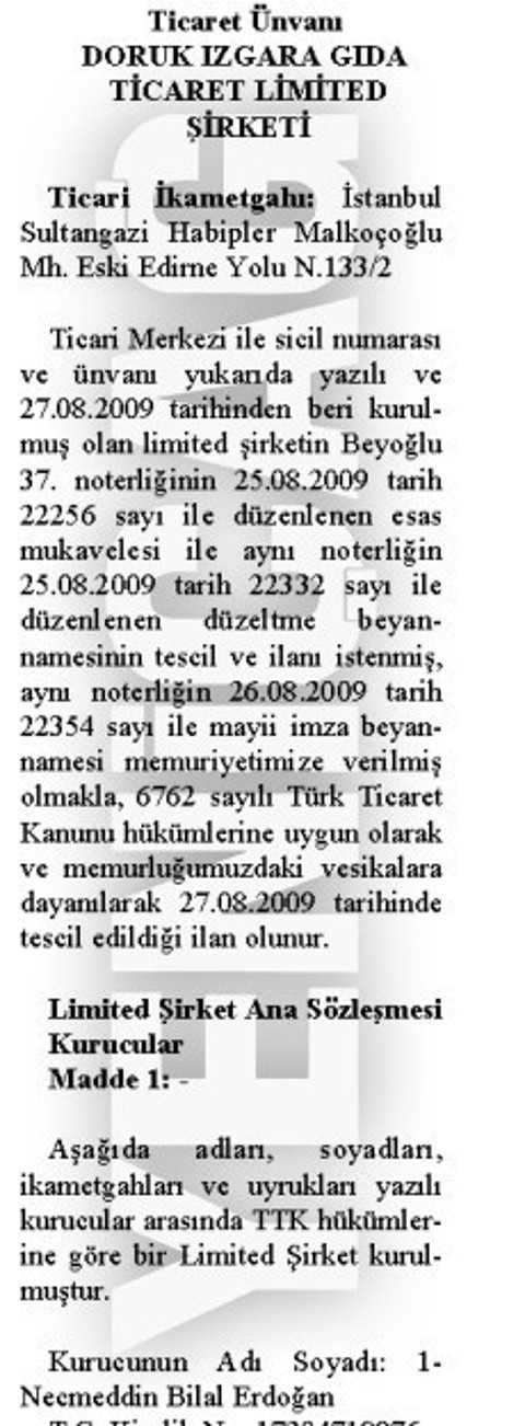 &lsquo;Gıda sekt&ouml;r&uuml;nden kazanıyorum&rsquo; diyen Bilal Erdoğan&rsquo;ın şirket belgeleri - Resim : 5