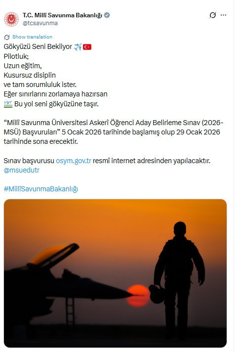 Milli Savunma Üniversitesi 2026 pilotluk sınav başvuruları başladı - Resim : 1