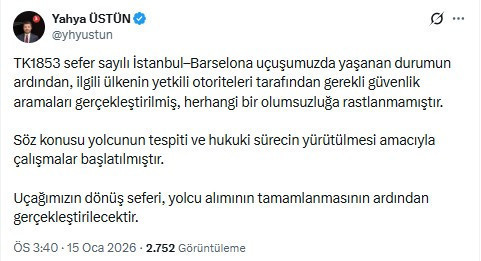 THY uçağında bomba alarmı - Resim : 1