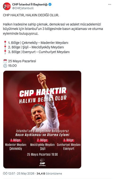 Mutlak butlan kararı sonrası CHP sokakta: İstanbul'un 3 ilçesinde eylem çağrısı - Resim : 1