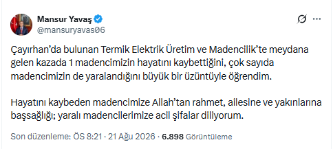 Mansur Yavaş'tan Ankara'daki maden faciasına ilişkin açıklama - Resim : 1