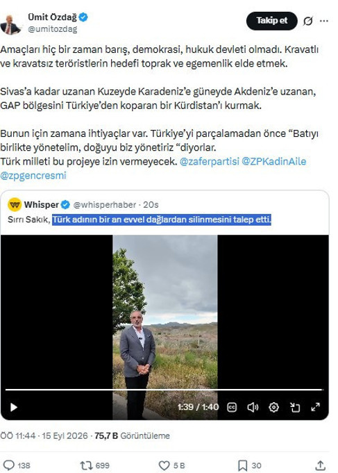 Sırrı Sakık'ın hadsiz talebine Özdağ'dan yanıt gecikmedi: İzin vermeyeceğiz - Resim : 1