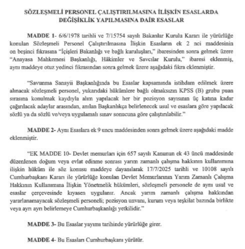 Sözleşmeli personele 'yarı zamanlı çalışma': Kimler yararlanamayacak? - Resim : 3