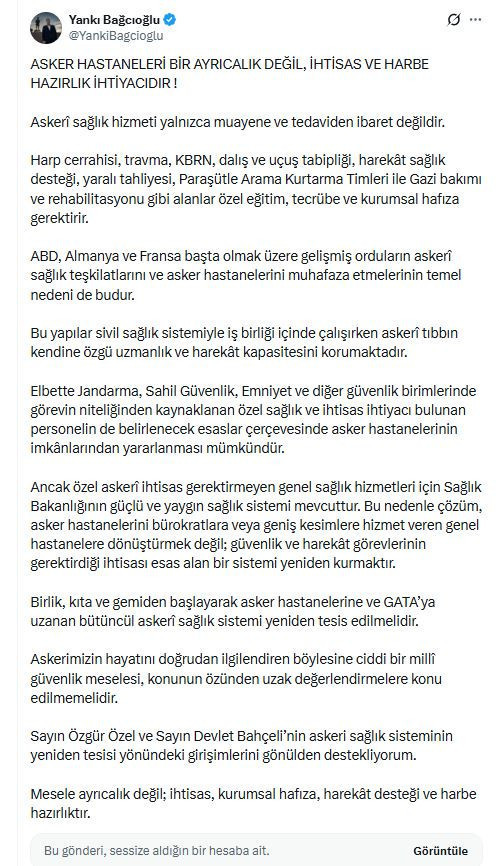 Emekli Tümamiral Yankı Bağcıoğlu'ndan AK Parti'ye 'Askeri Hastane' tepkisi - Resim : 2