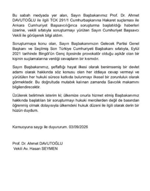 Ahmet Davutoğlu'ndan soruşturma sonrası ilk açıklama - Resim : 1