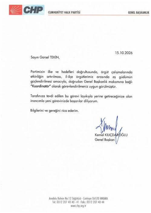 Gürsel Tekin'in yeni görevi belli oldu: CHP İl Başkanlığı'ndan alınmıştı - Resim : 1