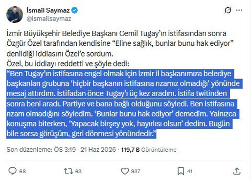 Özgür Özel’den Cemil Tugay açıklaması: “Bunlar bunu hak ediyor” iddiasına yanıt - Resim : 1